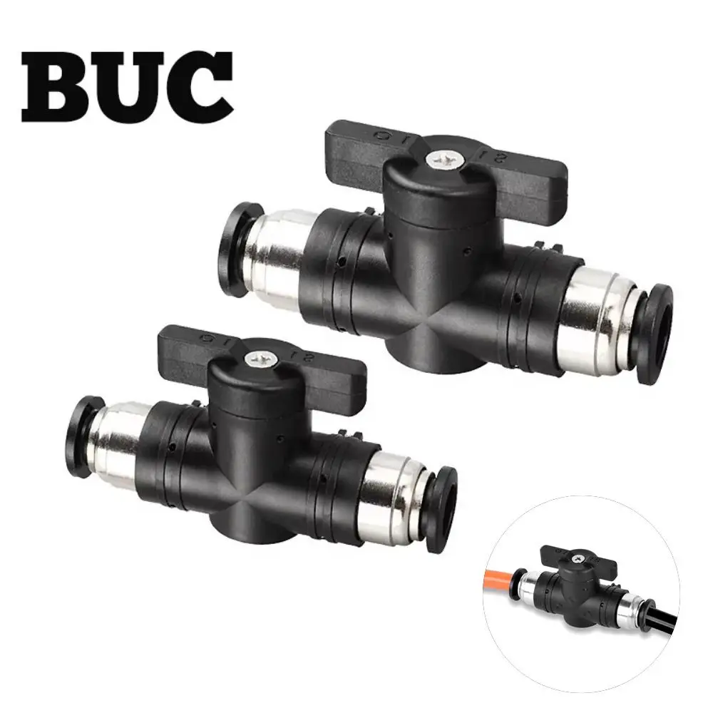 4mm 6mm 8mm 10mm 12mm Black Pneumatic Push In Quick Joint Connector Hand Valve To Turn Switch Manual Ball Current Limiting