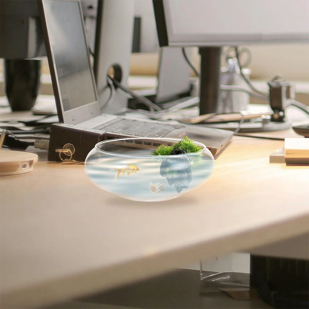 

2Pcs Clear Round Fish Bowl Glass Terrarium for Succulents Water Lilies Bonsai Hydroponic Plant Display Modern Home Office Decor