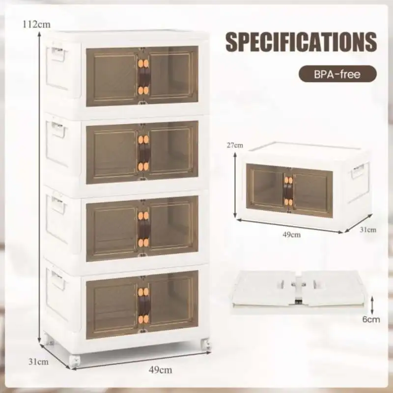 Picture 6: Set of 4 stackable storage boxes with lids & wheels & doors 49.5 x 31.5 x 112.5 cm