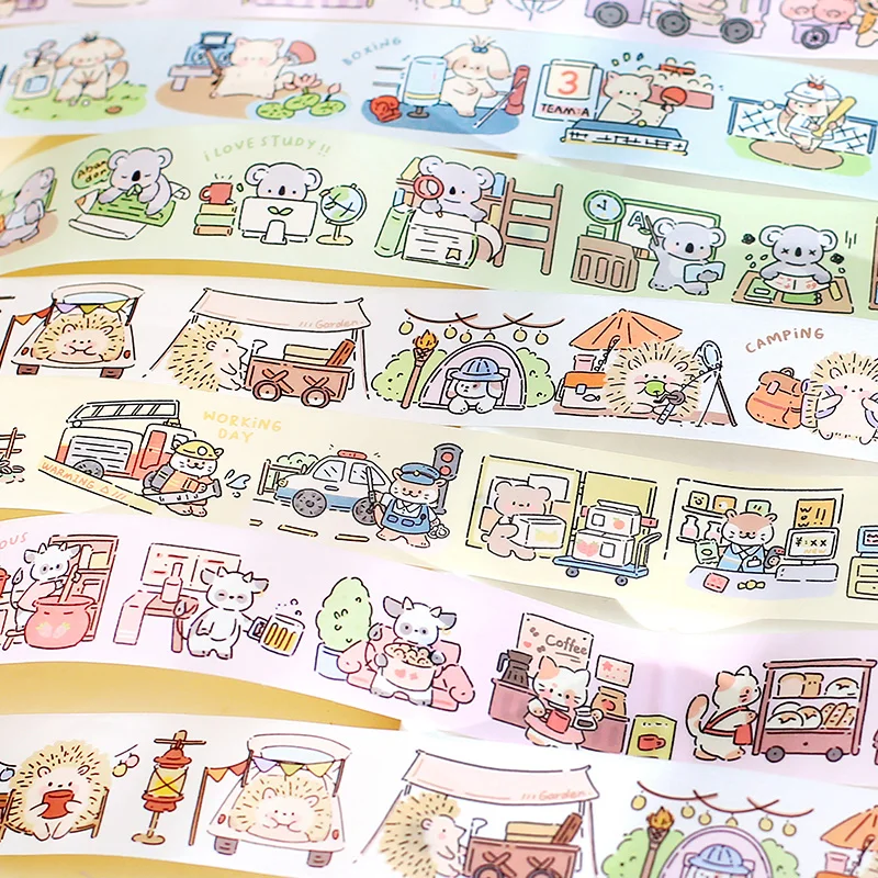 1roll Cute Animal Washi Tape Decorative Collage Scrapbooking DIY Journal Diary Album Masking Tapes School Stationery