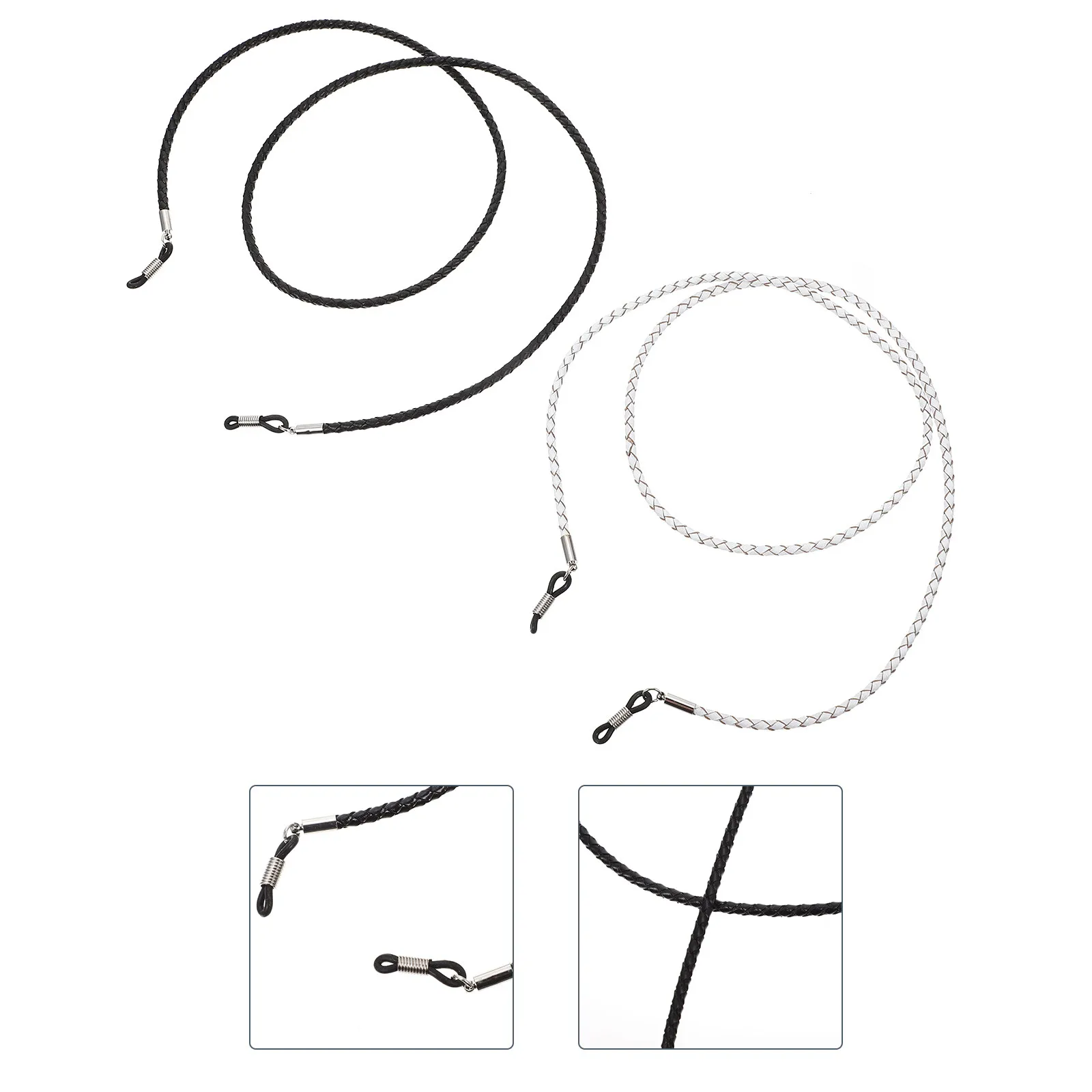 2Pcs Premium Eyeglasses Strap Anti-Lost Glasses Fixing Rope Sporty Style Cowhide Material Glasses Decorative Chain for All Frame