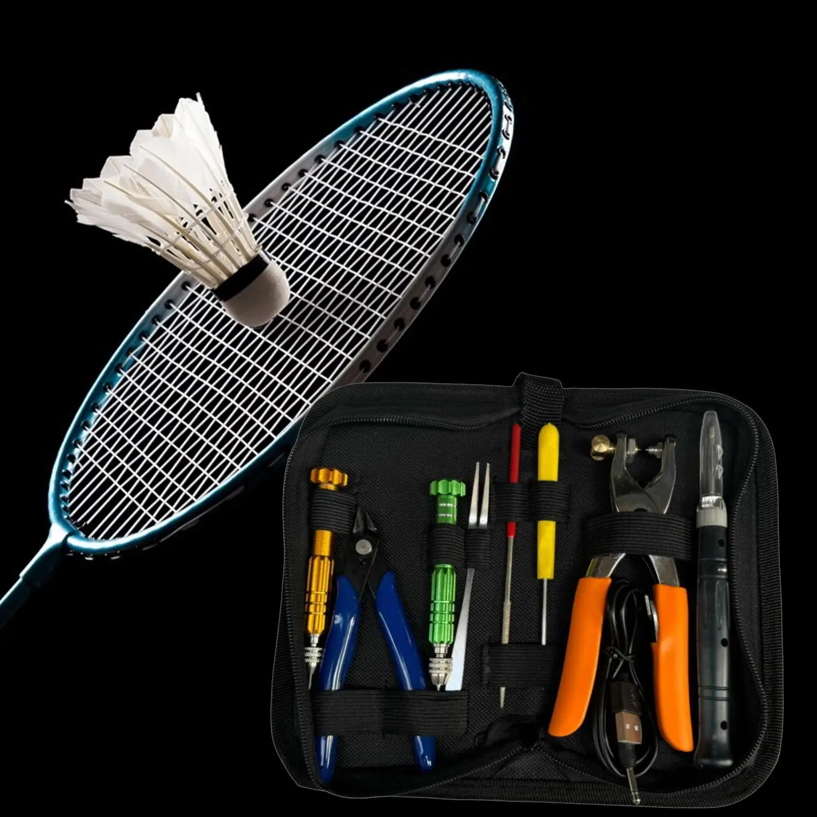 

Starting Stringing Clamp Tool Set with Carrying Bag Sturdy String Clamp Tennis Racquet Clamp Cold Press Badminton Racket Plier