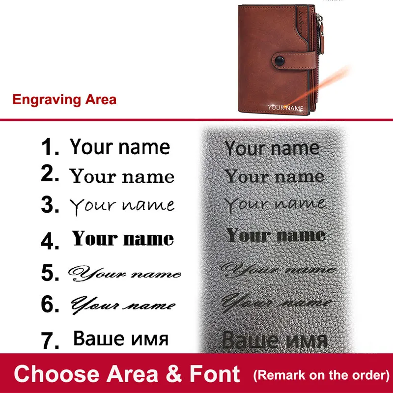 하이 퀄리티 남성용 RFID 지갑, 이름 각인 지퍼 카드홀더, 남성 지갑, 사진 홀더, 동전 주머니, 대용량, 신제품