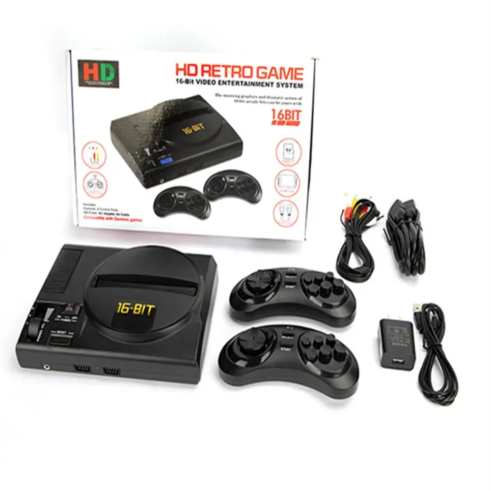 Hot C-61 Wireless HD Retro TV Video Game Console For Genesis For MegaDrive 16 Bit Games Support TF Card 500 games &Cartridge