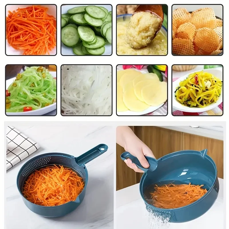 Multifunctional 9/12/14/16 in 1 Vegetable Chopper Onion Chopper Handle Food Grate Manual Shredder Kitchen Cooking Vegetable Tool