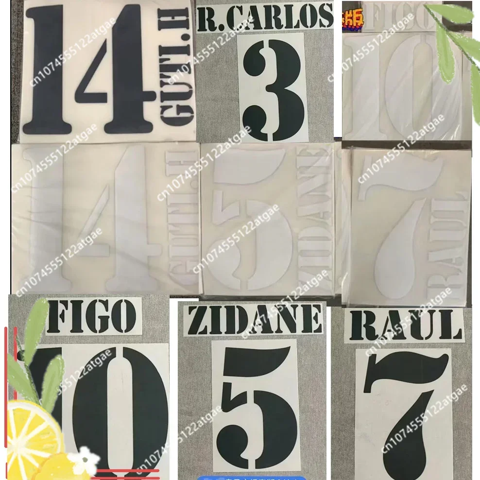 Super A Retro 2000 2002 customized home away r.CarL os zId AnE RaUl fiGo number font print, Hot stamping patches badges