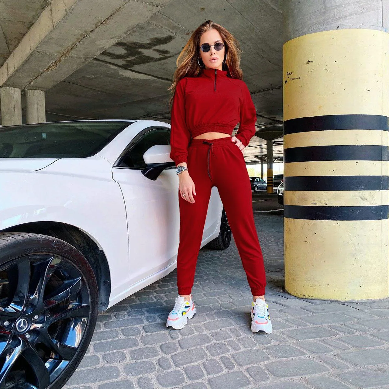 

Ladies Tracksuits Slim Cotton Solid Women Sportswear Casual Fashion Sweater 2 Pcs Pants Sets Fall Clothes 2023 Urban Streetwear