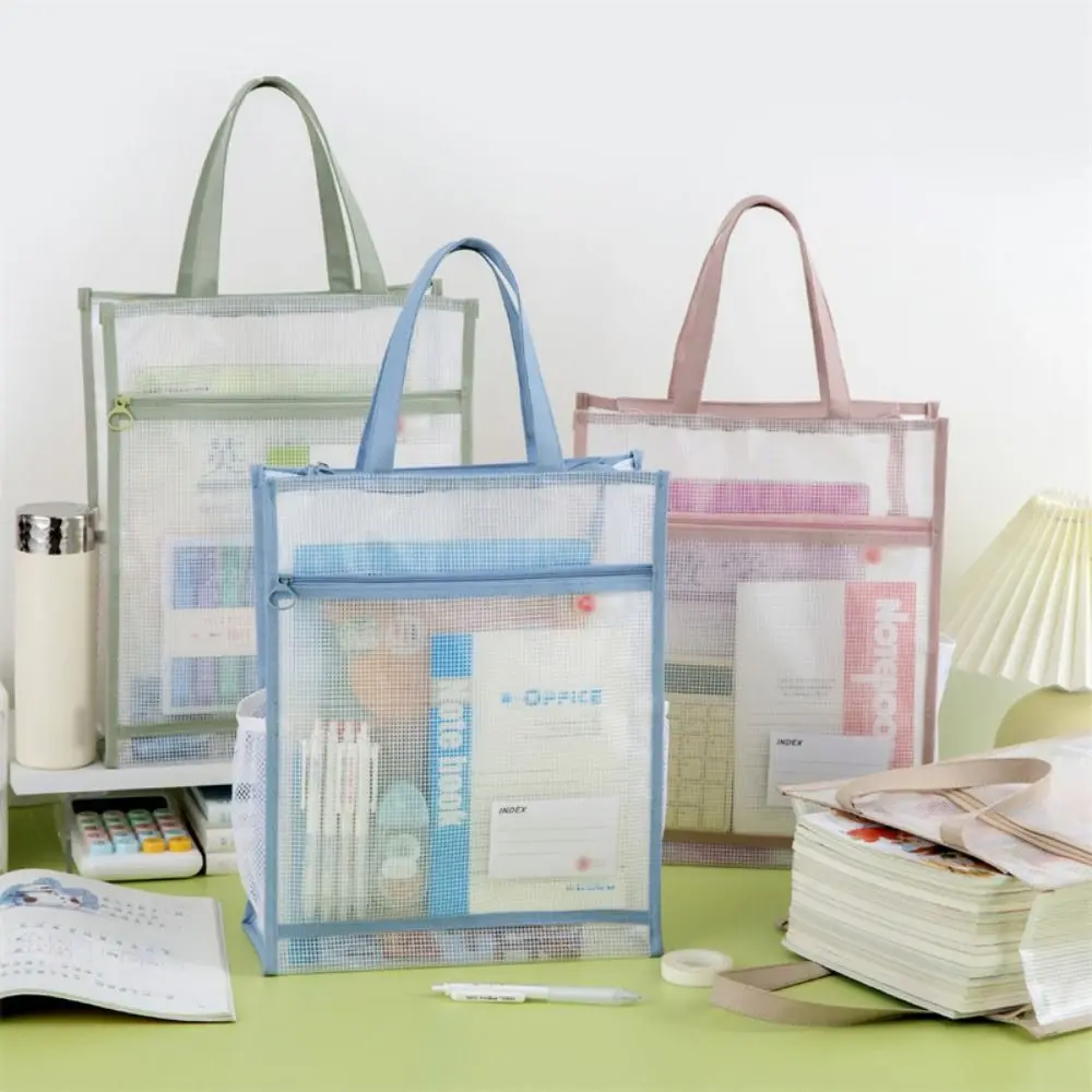 Clear A4 File Storage Bag Multi-layer Waterproof Zipper Pouch Bag Large Capacity with Handle Art Portfolio Case