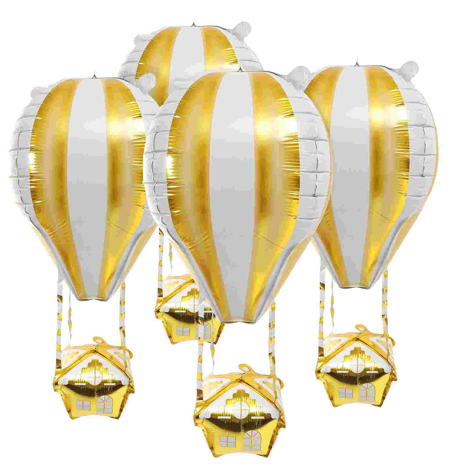 4 Pcs Balloon Stuffing Machine Hot Air Balloons Kids Birthday Gold Aluminum Film Child