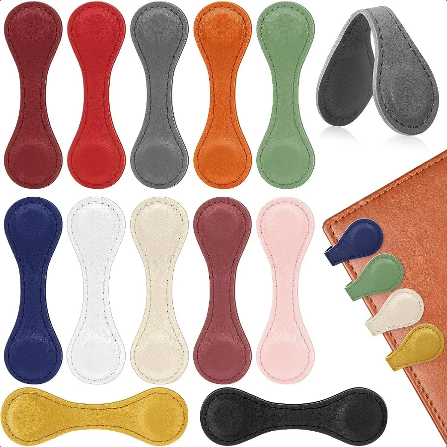 

Magnetic Leather Bookmark 12 Pcs Colorful Leather Magnet Book Marks Page Markers Retro Magnet Bookmark Clips Reading Supplies G