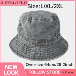 Big Head Plus Size Bucket Hats for Men Women Pure Cotton Panama Fisherman Cap Korean 59cm 60cm 62cm 63cm Sun Hat Bob Homme