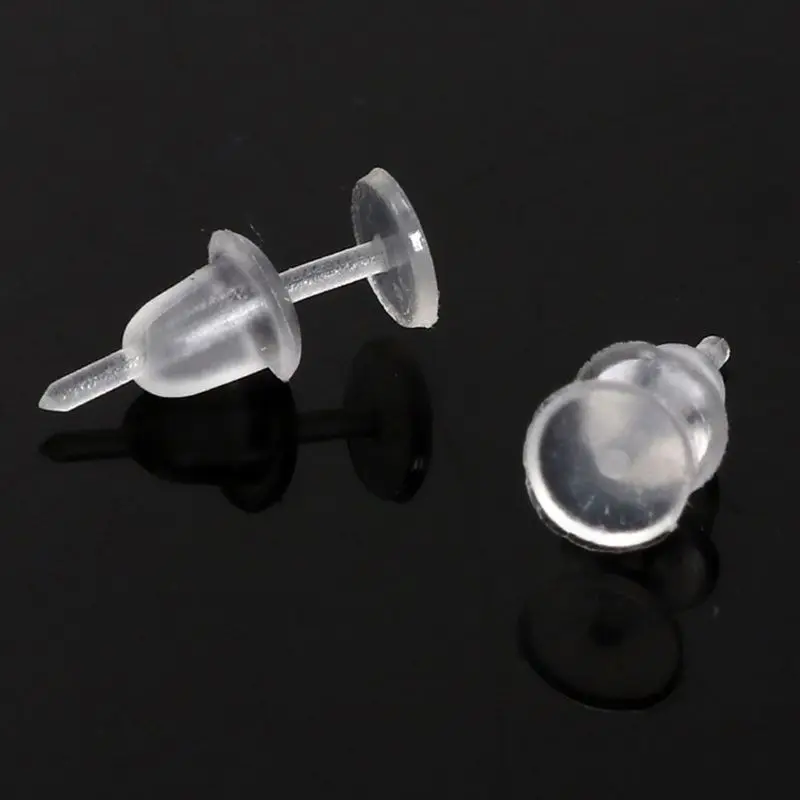 100 Kits Clear Plastic Earrings Earring Findings Earring Retainers Invisible