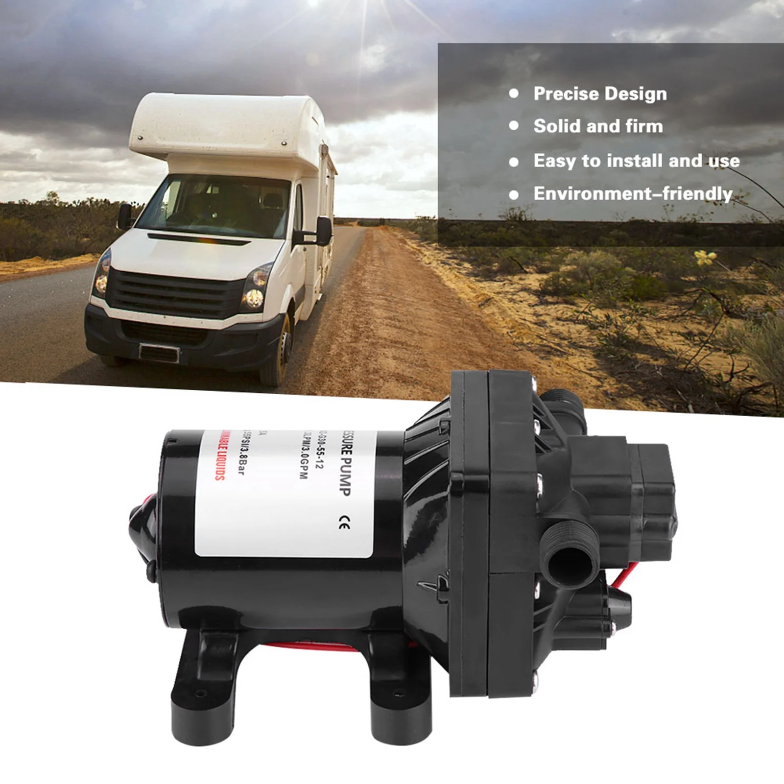 

55 PSI 3GPM 7.5A 12V DC Selfpriming Water Pump for RV Caravan 4008101E65 High Performance