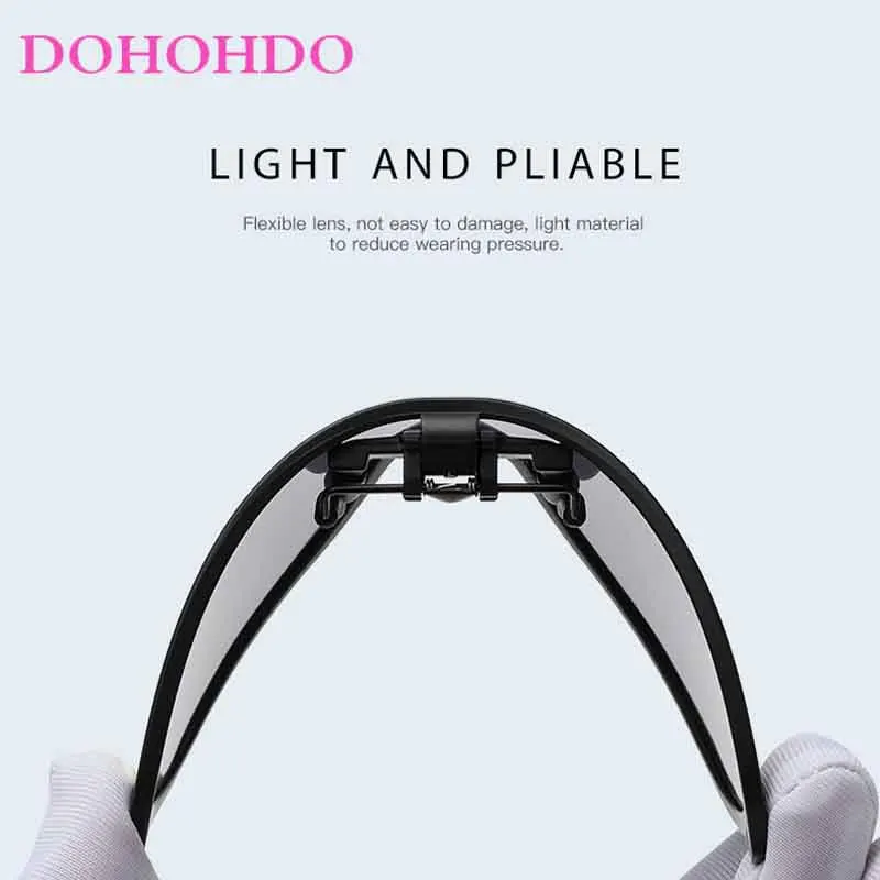New Polarized Clip On Sunglasses 2022 Men Photochromic Car Driver Goggles Night Vision Glasses Anti Glare Square Glasses Oculos