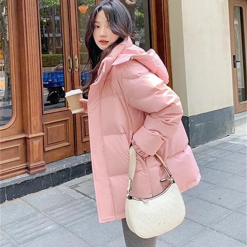 Korean Women Parkas Winter Warn Down Cotton Clothes Casual Solid color Hooded padded Coat female Loose Puffer Bomber Jacket T693