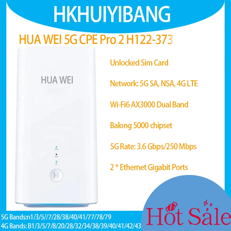 Unlocked HUA WEI 5G CPE Pro 2 H122-373 WiFi 6 AX3000 Wireless Modem Gigabit Ethernet 5G SA NSA Sim Card WiFi Router 4G LTE Cat19