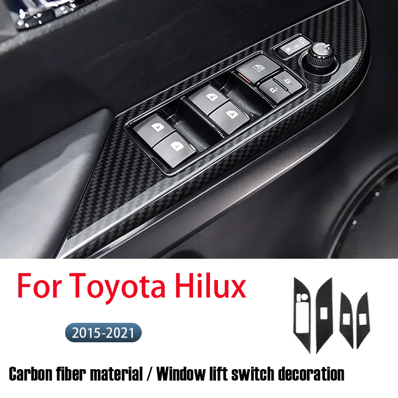 For Toyota Hilux 2015-2021 Soft Carbon Fiber Window Lift Switch Panel Decorative Stickers - Interior Protection Accessories
