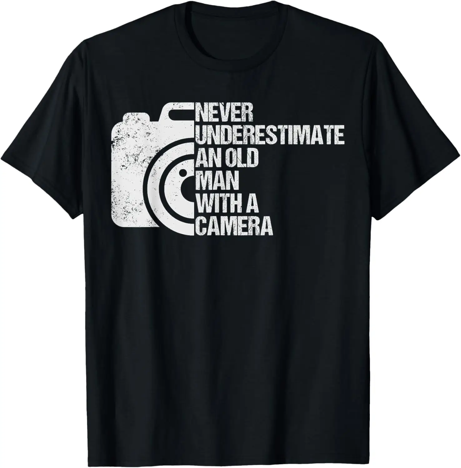 

Never Underestimate An Old Man with A Camera Photography T-Shirt Custom Printed Graphic T Shirts Graphic T Shirts Ropa Hombre