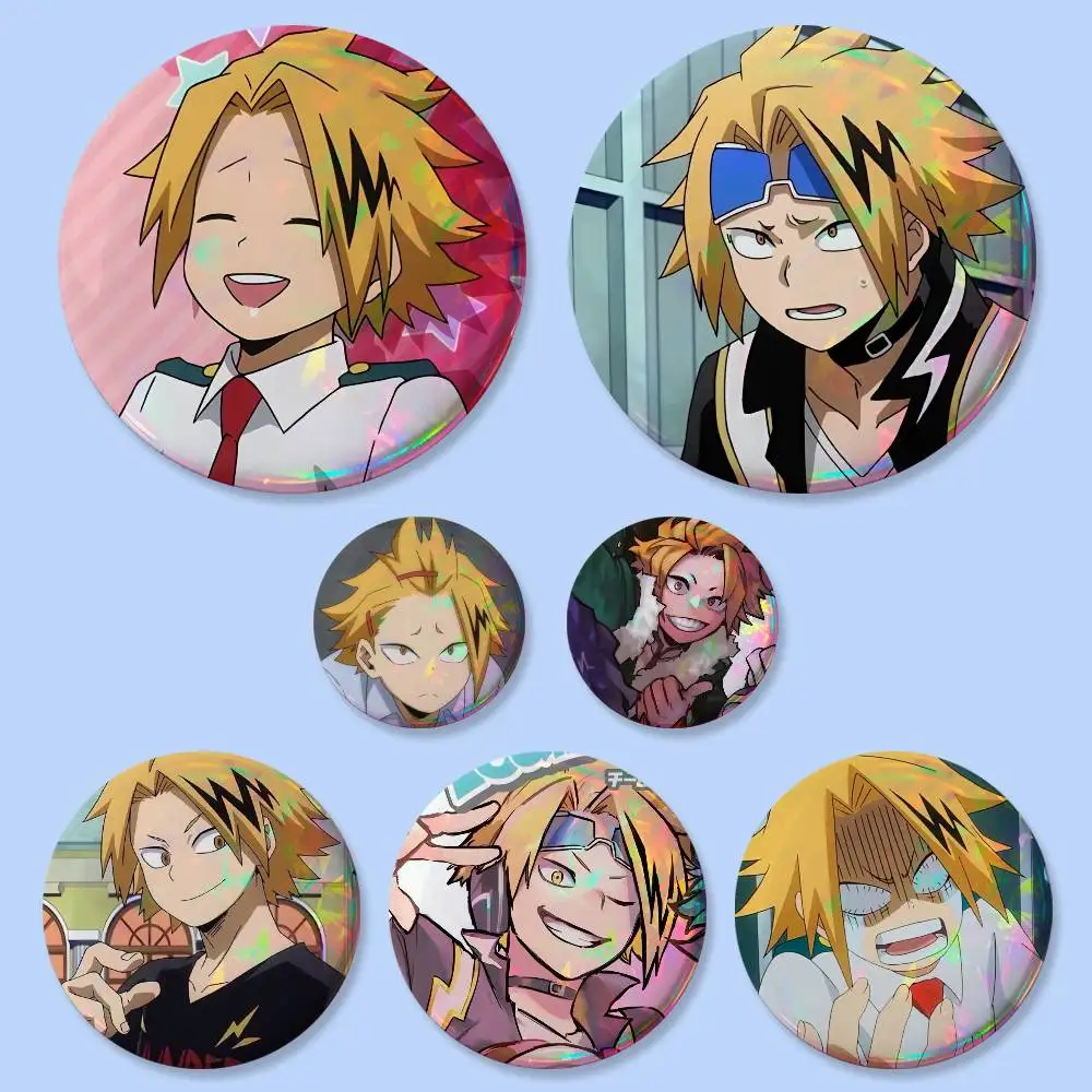 Insignias de Anime Denki Kaminari, 25, 32, 44, 58, 75 mm, Redondas, para Cosplay, Decoración de Bolsos, Regalos para Fans, Coleccionistas, Amigos, Broche, Souvenir
