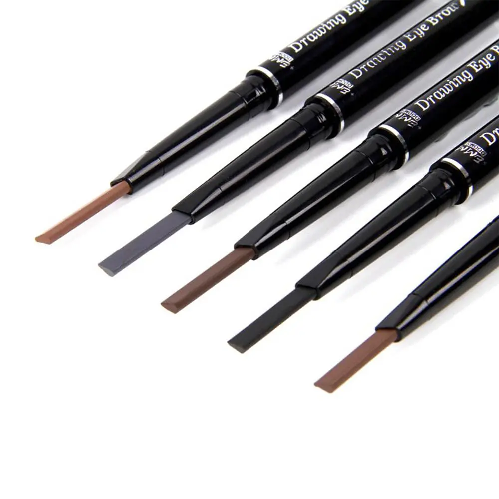 5 color Long lasting With Brush Rotatable Waterproof Eyebrow Pencil Eye Brow Pen Double Head