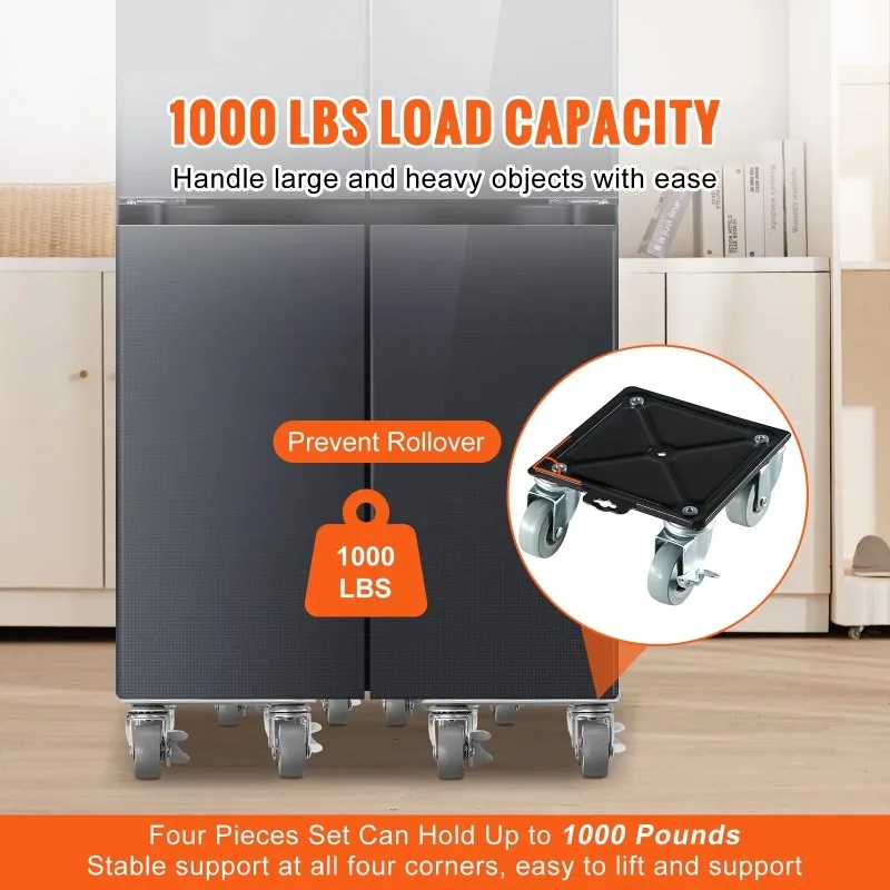 Heavy Furniture Movers, Carbon Steel Furniture Mover Dolly with 4 360° PP Swivel Wheels 400kg Capacity Furniture Lift Mover Tool