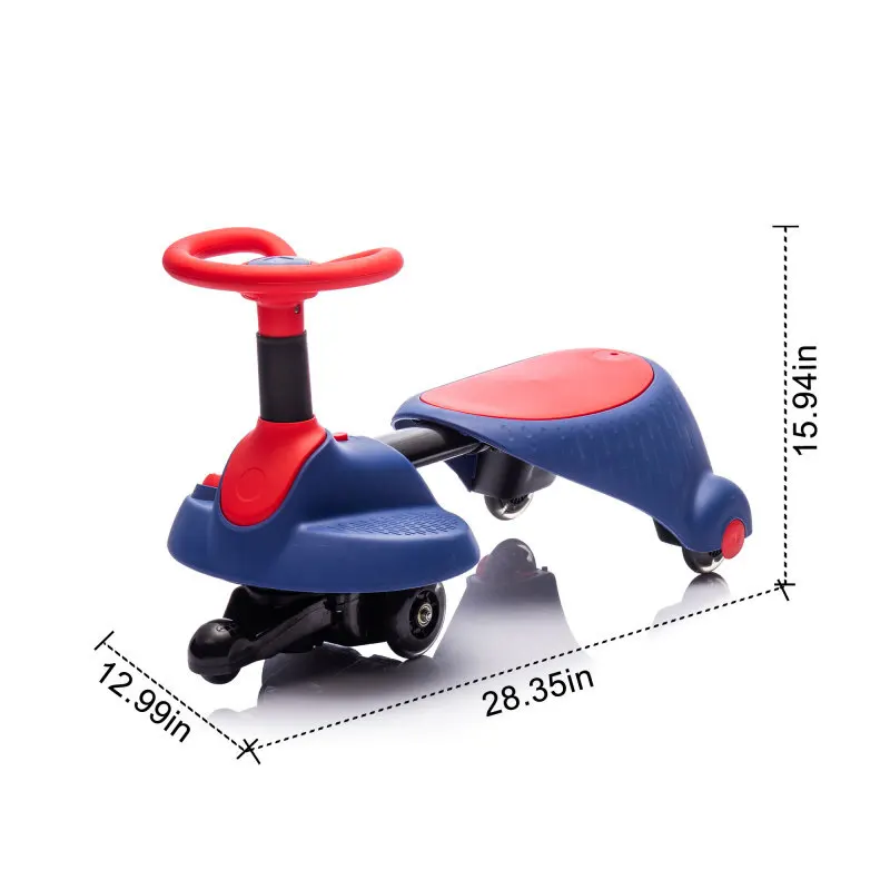 Enfants 6V Ride On électrique Wiggle Bluetooth voiture clignotant absorbant les chocs roues en polyuréthane rétractable volant rotation 360 °