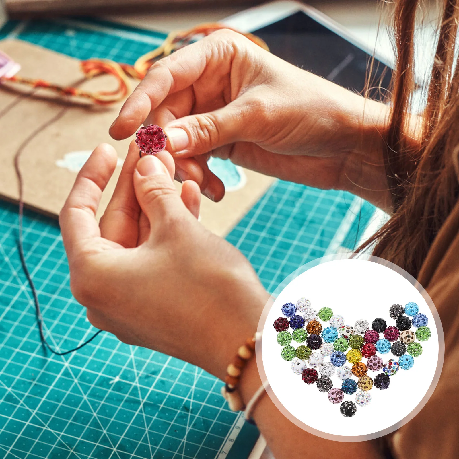 

50pcs Drilled Ball Polymer Clay Spacer Beads For Jewelry Making Diy Bracelet Craft Accessories Loose Beads Adults