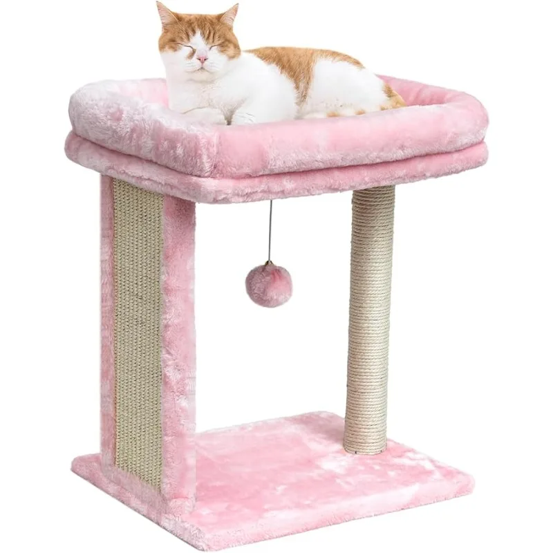 

SYANDLVY Small Cat Tree for Indoor Cats, Scratching Board with Perch & Scratching Post, Kittens Scratcher with 2 Dangling Balls,