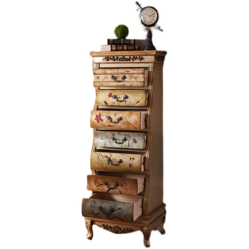 American furniture seven-bucket cabinet high vertical cabinet champagne TV side retro and old storage