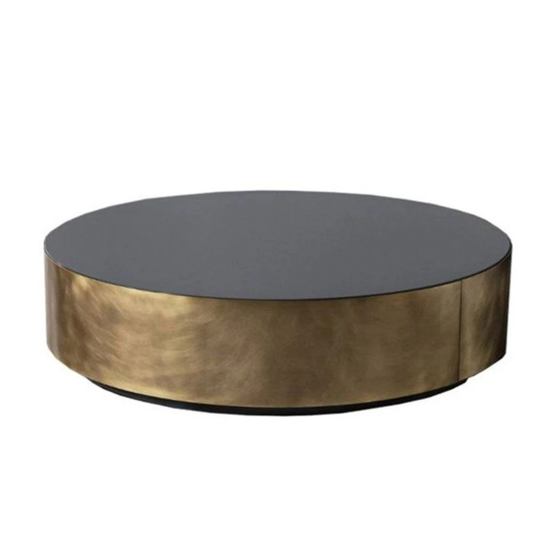 

Italian modern light luxury marble coffee table household living room small apartment villa high-end square metal low table