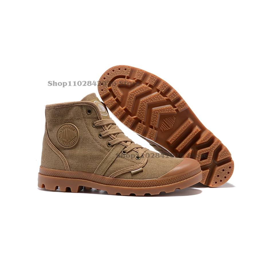 PALLADIUM High-top Boots Pallabrouse Military Ankle Canvas Boots Casual Shoes Outdoor Walking Shoes for Men and Women