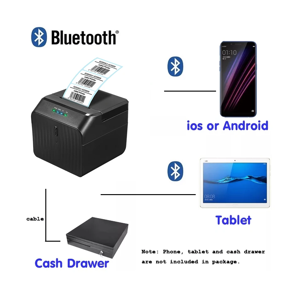 Mini Desktop Pos Receipt or Label Receipt Thermal Printer 2inch 58mm Bluetooth Impressora Express Barcode Label Impresora Handy