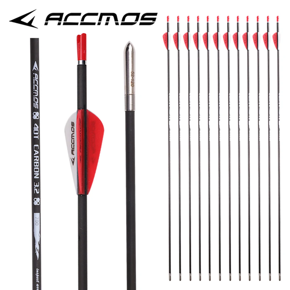 6pc ID 3.2mm Carbon Arrow 31inch Spine 350 400 500 550 600 650 700 750 800 850 900 1000  Archery for Compound Bow Shooting