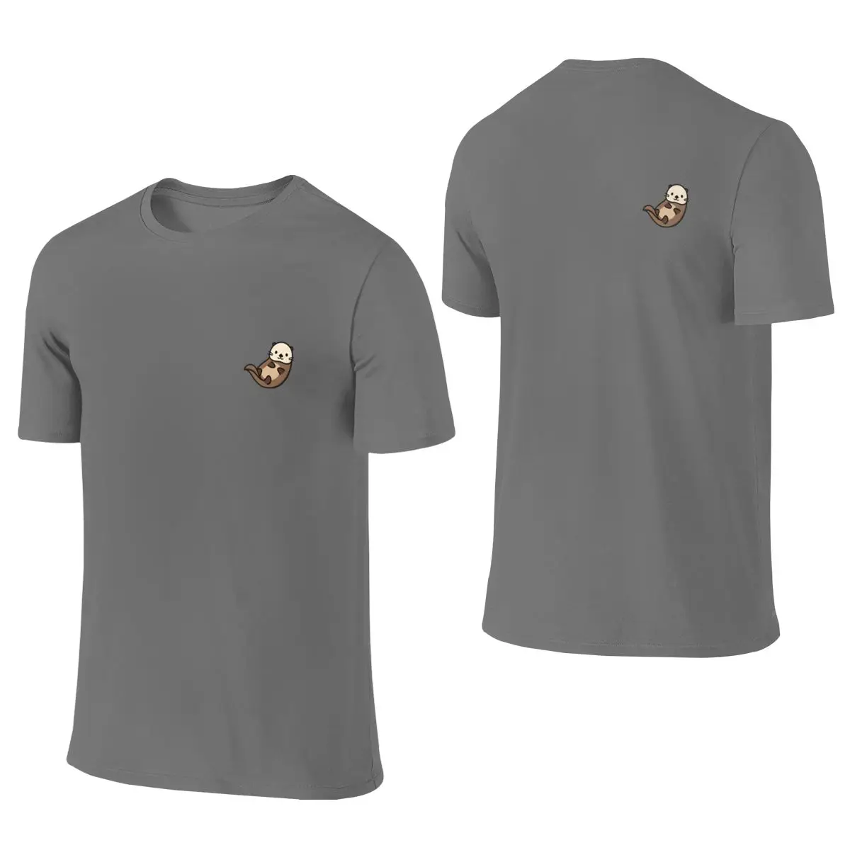 Otter Not Pilling Reversible T-shirt Fresh And Simple Neat Stitching Short Sleeve