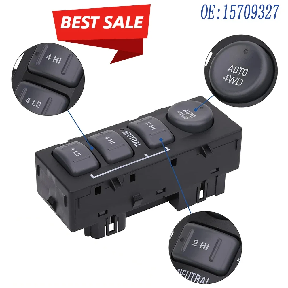 4x4 Transfer Case Switch 4WD Wheel Switch Button 19168767 15709327 for Chevrolet Avalanche Silverado Tahoe GMC Sierra Yukon