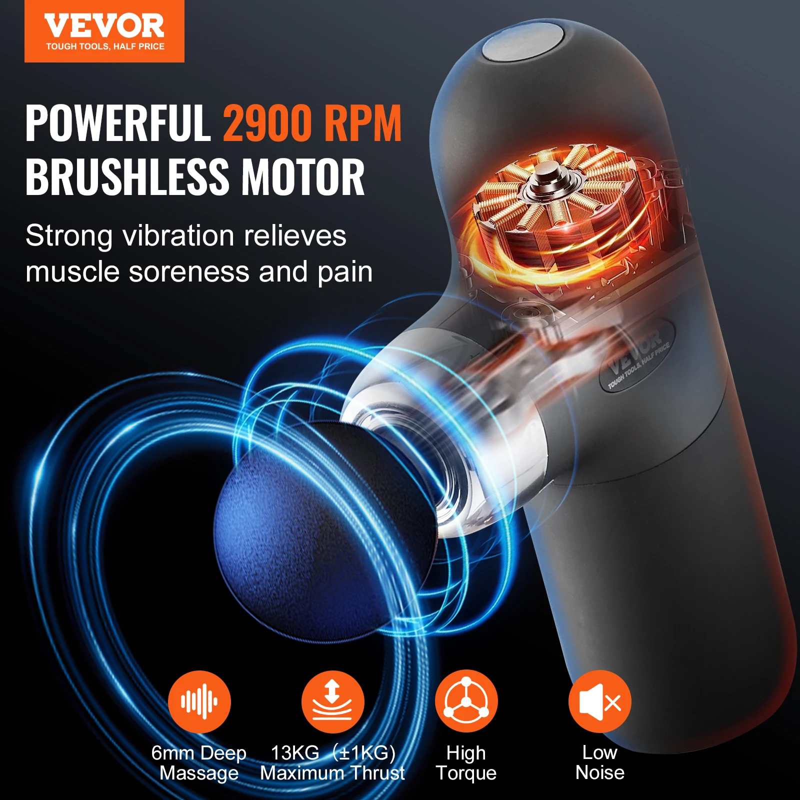 VEVOR Mini Massage Gun Deep Tissue Percussion Muscle Massage Gun Portable for Athletes Small Massage Gun Handheld for Relief