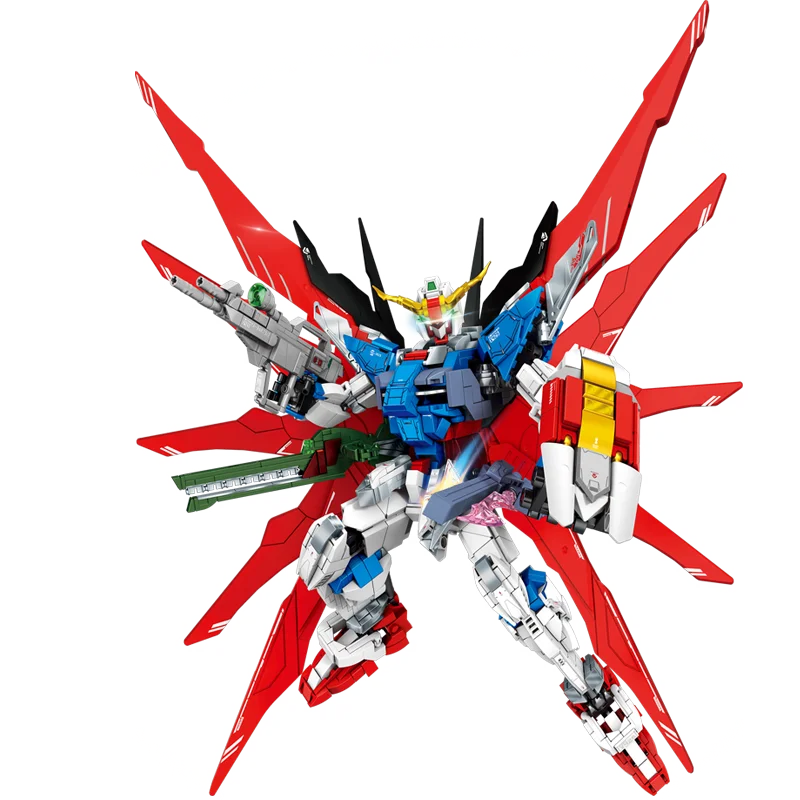 Model budynku dla dorosłych o wysokim stopniu trudności, mecha, małe klocki z cząstek, mechaniczna figurka wojownika ze stojakiem jako prezent