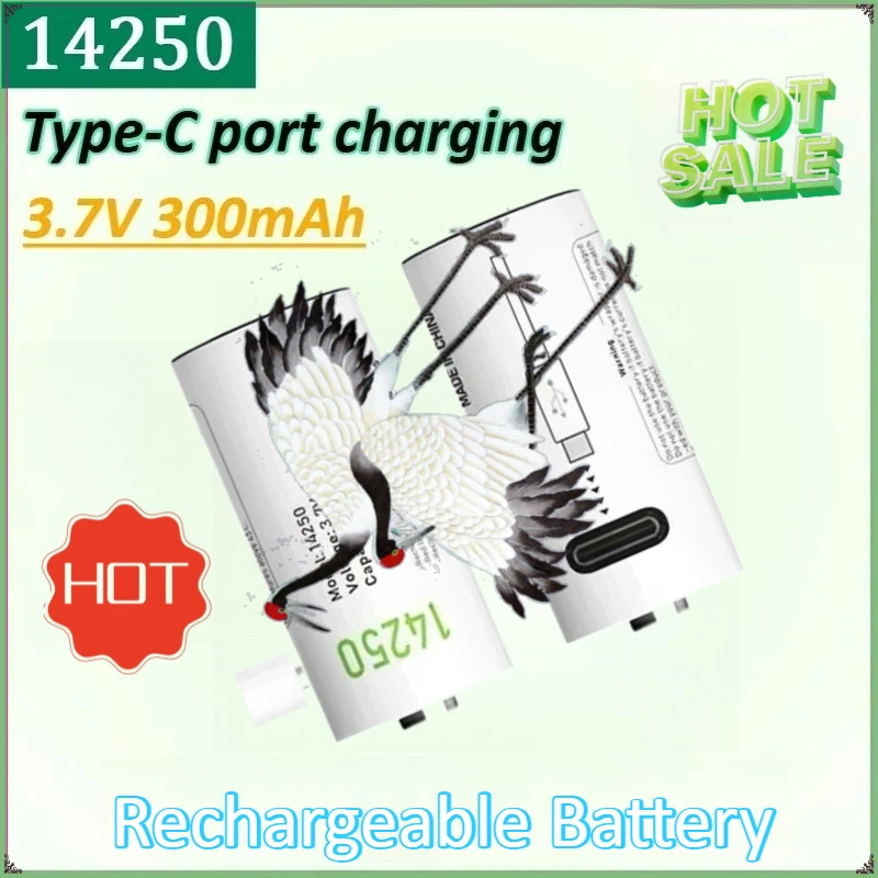 

New 2PCS 14250 3.7V 300mAh USB Type-C Rechargeable Lithium Battery IoT PLC Positioning Programmer Device High-capacity Batteries