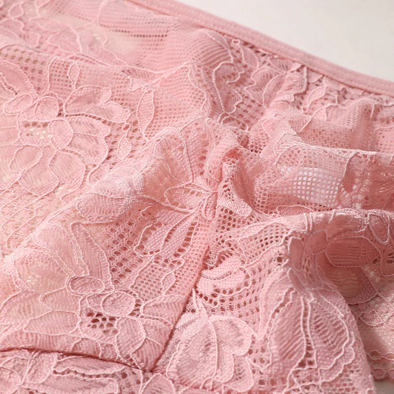 4ks/sada sexy poloprůhledných květinových krajkových kalhotek - s dutým pasem a potiskem "LOVE SECRET" - nízký pas, spodní prádlo - náhled 4