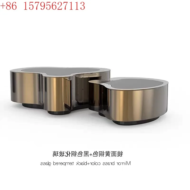 

Металлический роскошный дизайн, волнистый журнальный столик специальной формы, комбинация золота, элитный