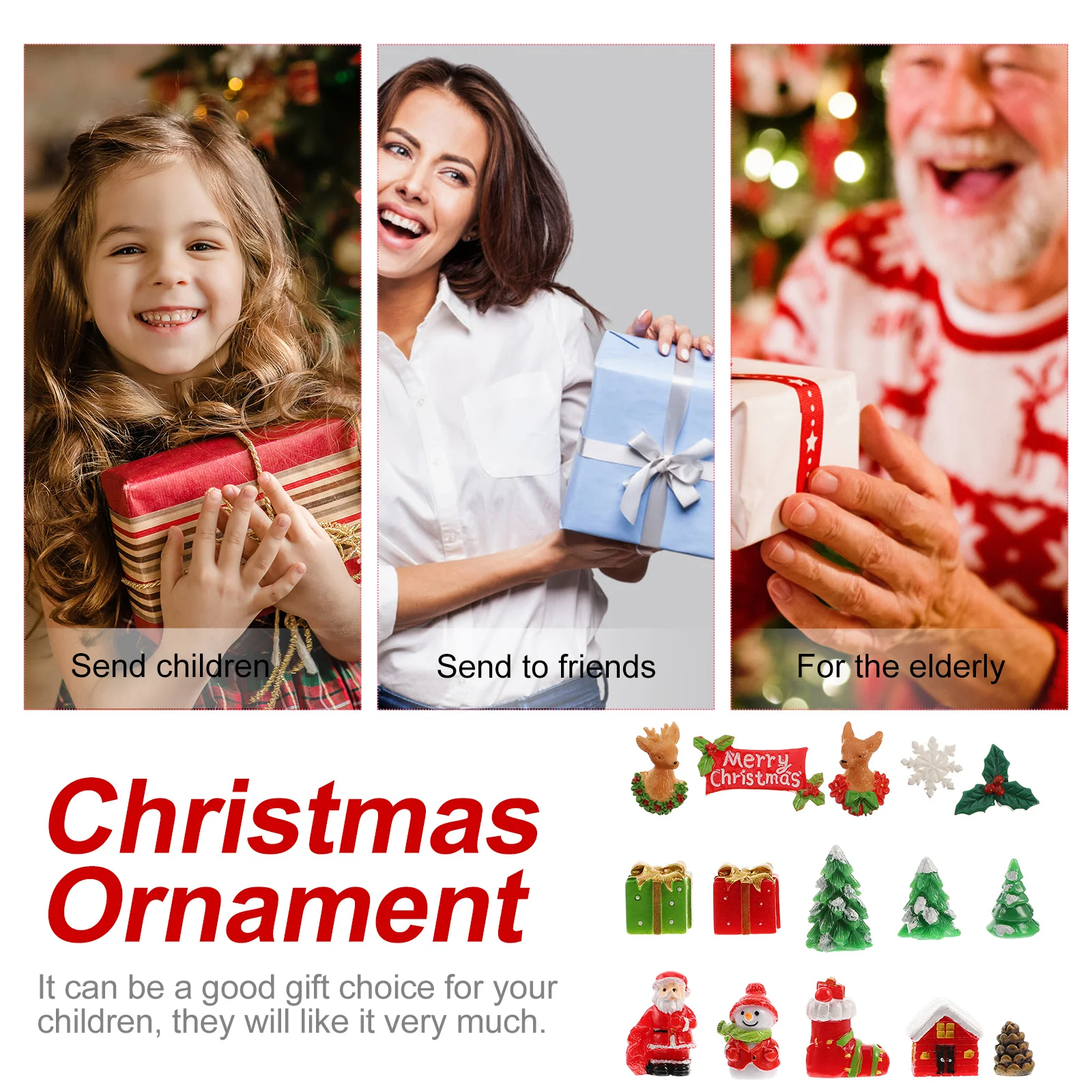 

15Pcs Snow Scene Resin Christmas Ornament Creative Desktop Decor Party Decoration Christmas Theme Resin Ornament