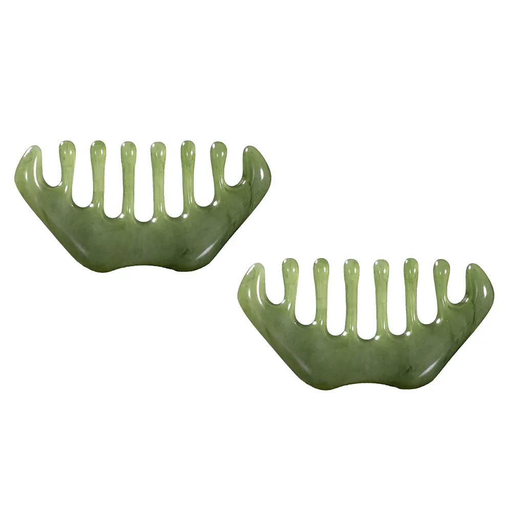 

2 Pcs Beeswax Comb Head Massage Tool Green Scalp Scratcher Durable Safe Family Travel Outdoor Use Practical Gift