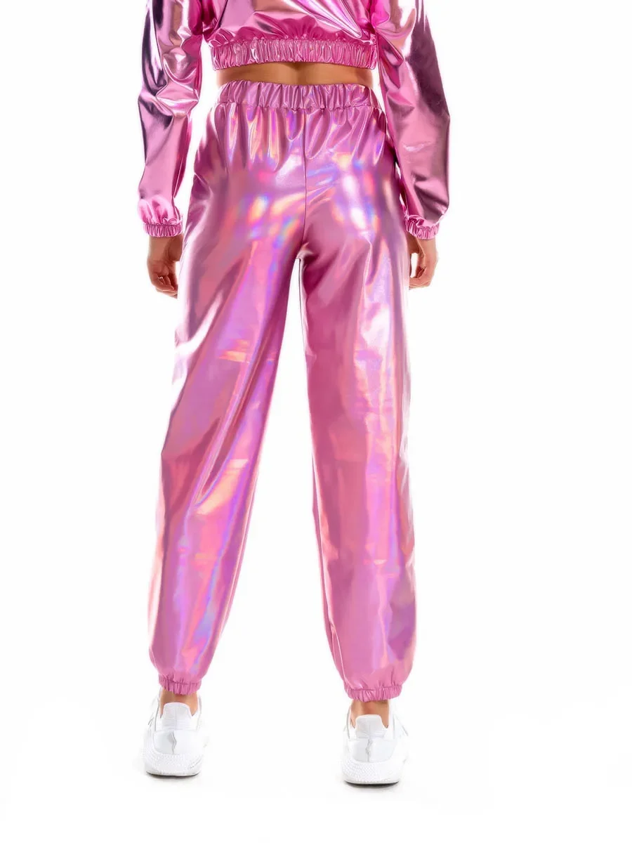 Pantalon holographique pour femme, discothèque, pole légiti, DJ, costume de rue, vêtements de scène, fête, pom-pom girl