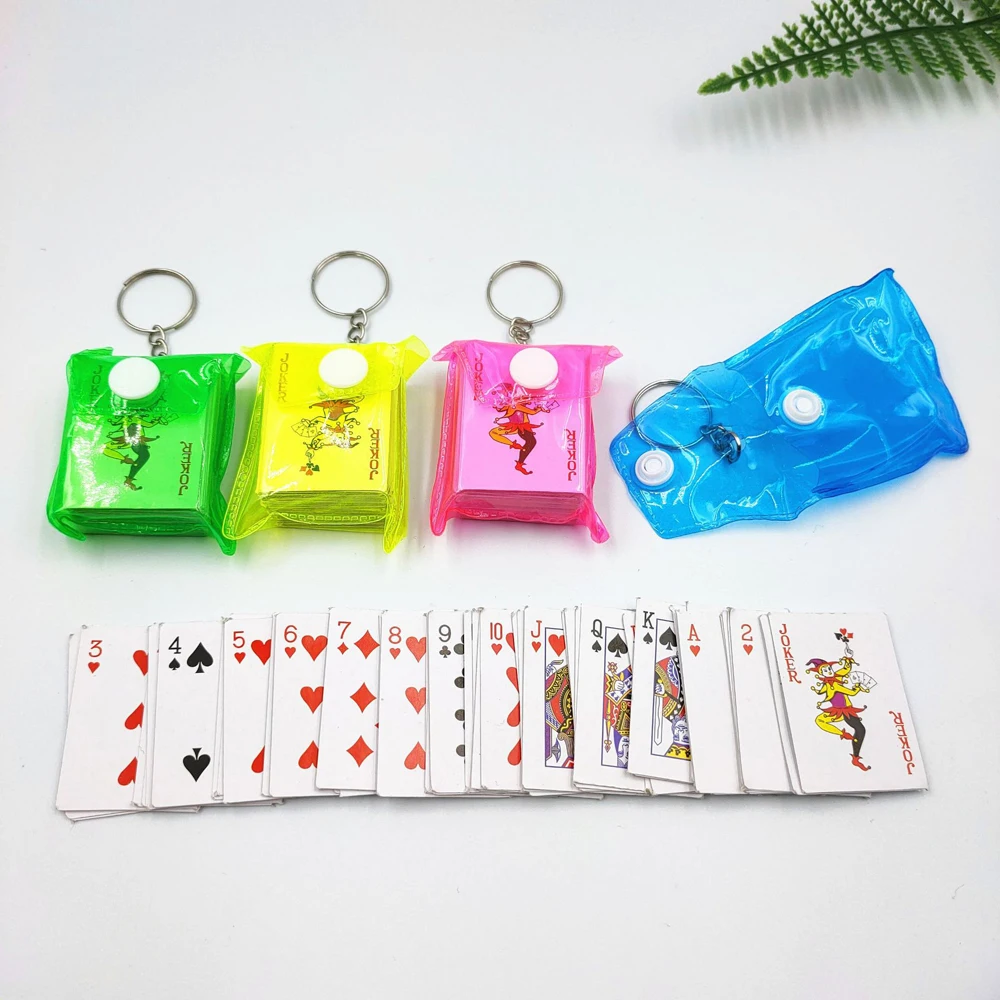 1PC 3x4cm Portable Mini Playing Cards Poker Keychain Small Board Game Key Chain Entertainment Gift