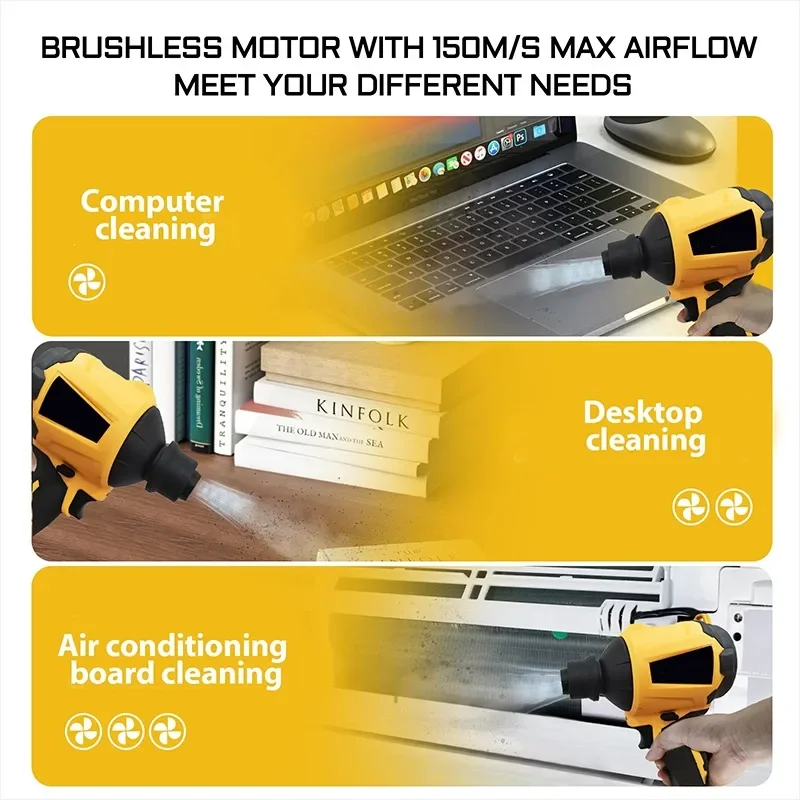 Imagem -04 - Cordless Electric Goddess Air Gun Compressed Air Poeira Collector Blower Brushless Ferramenta Elétrica para Dewalt 20v Li-ion Battery