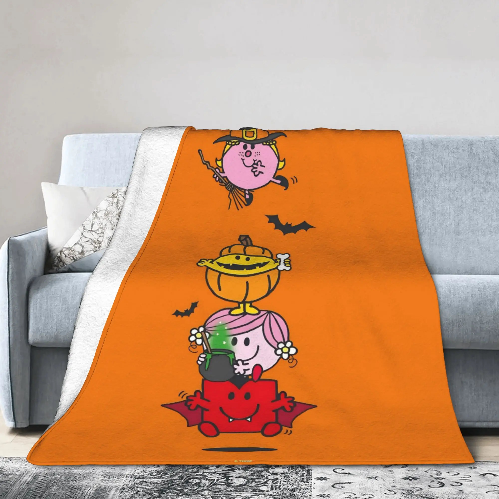M-Mr M-Men L-Little M-Miss Halloween Flannel Throw Blanket  Blanket for Bed Bedroom Lightweight Bedding Throws,