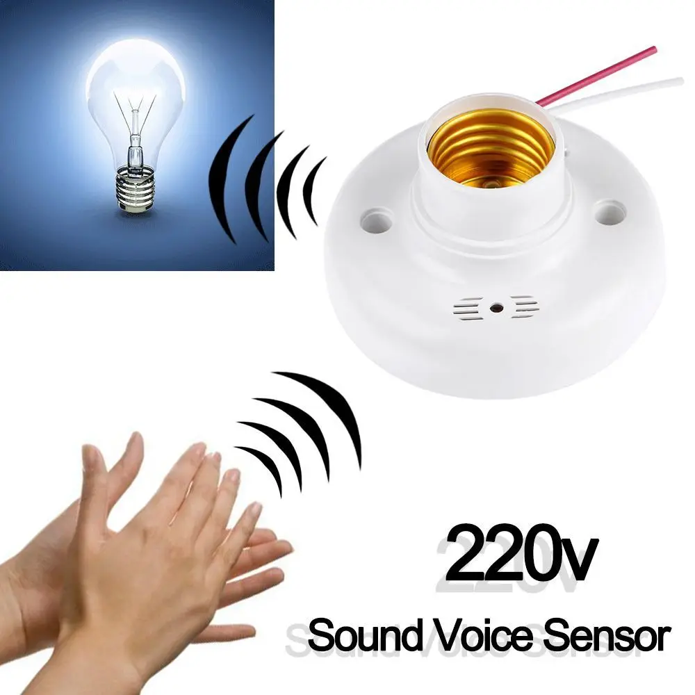 E27 Screw Sensor Lamp Base Sound Voice Control Delay Switch Light Socket Adapter AC220V Lighting Accessories LED Bulb Holder