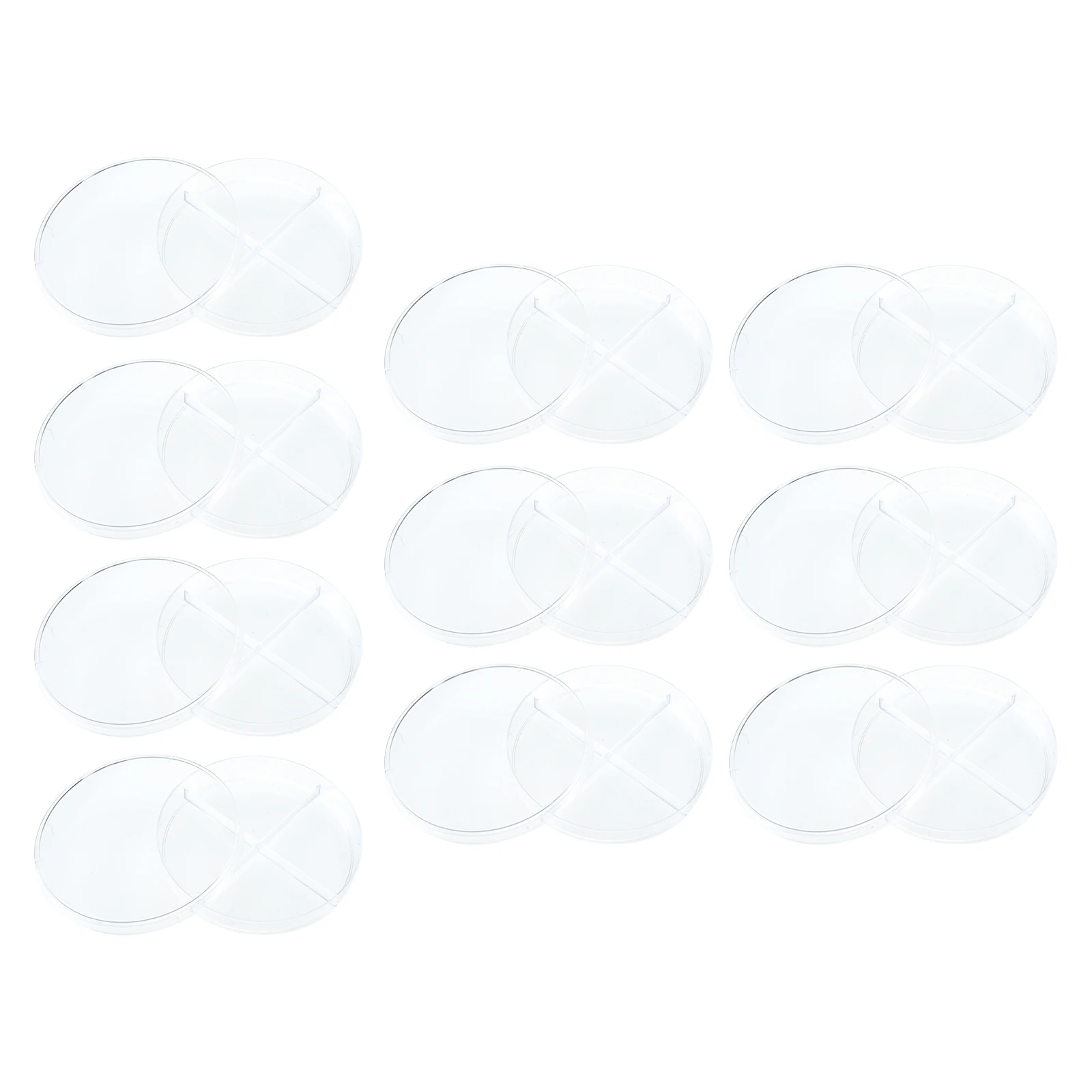 

10pcs Petri Dish Cell Culture Plate Transparent Teaching Aid Scientific Experiment Four Compartments Plastic Biology