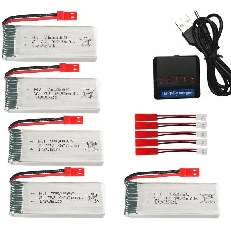 JST 3.7V 900mah Rechargeable Battery For X5 X5C X5SC X5SW 8807 8807W A6 A6W M68 Rc Drone Spare Parts 3.7V lipo Battery