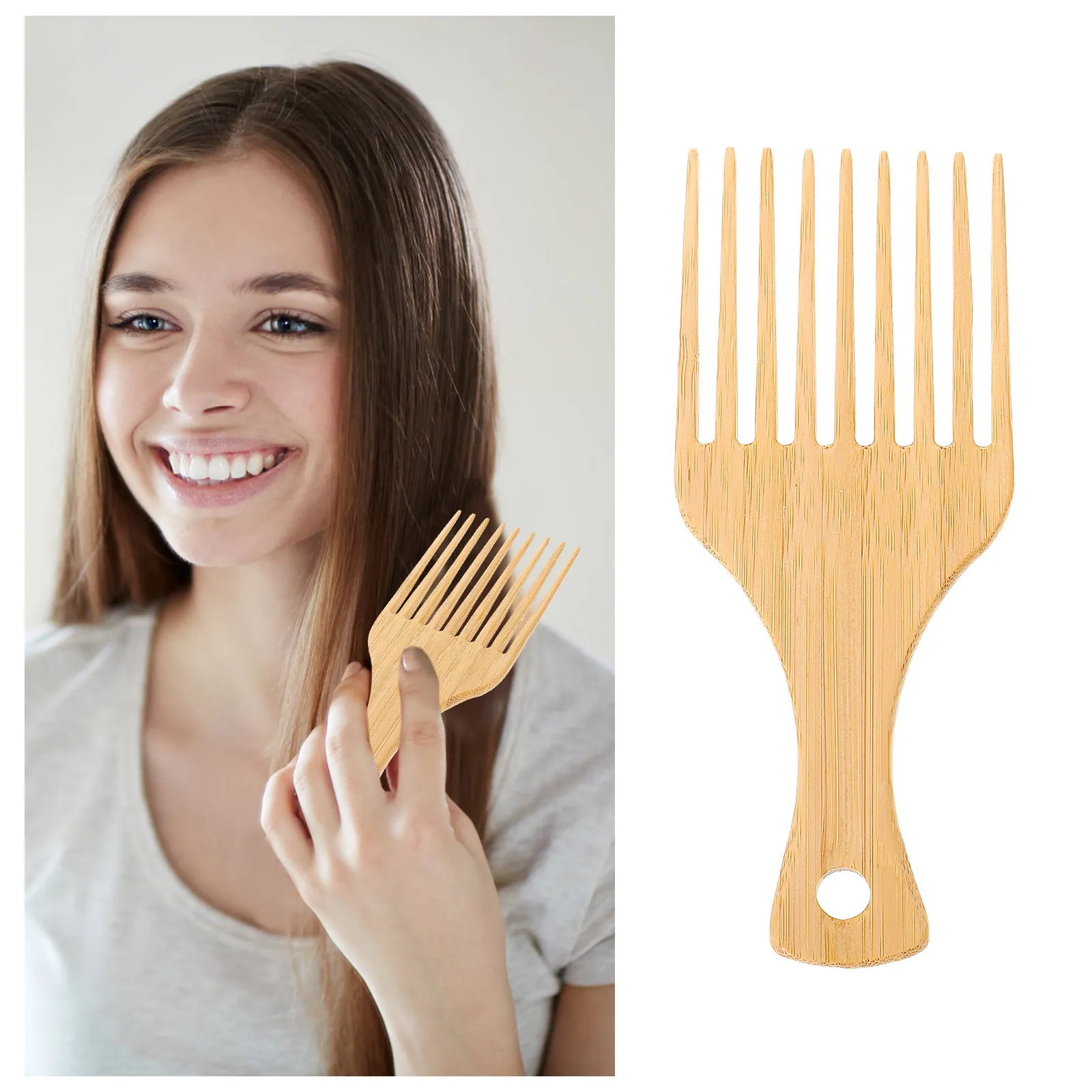 

2Pcs Wide Tooth Wood Combs Comfortable Grip Reduced Pluck Risk Ideal for Travel Handbag Carry Hair Pick Comb for Salon